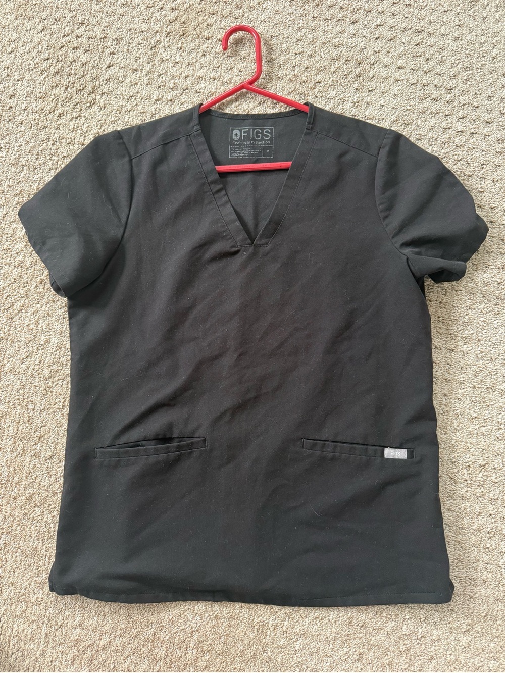 Figs Women’s Black V-Neck Medical Scrub Top